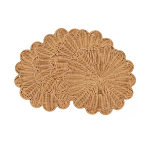 Scalloped <b>Placemat</b> Natural Handmade Wicker <b>Table</b> Mat Sustainable Wholesale <b>Dining</b> <b>Table</b> Decor Charger Plate Bulk OEM B2B - Product Image 2
