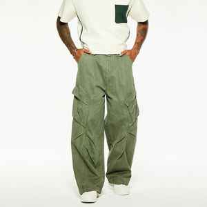Pantalon cargo personnalisé tendance, coupe large, droite et ample, plusieurs poches, pantalon cargo pour homme - Product Image 2