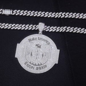 Colgante con la Frase 'Make America Great Again', Chapado en Plata, Aleación, Estilo Hip Hop, con Cristales de Imitación, Joyería de Moda para Hombre - Product Image 2