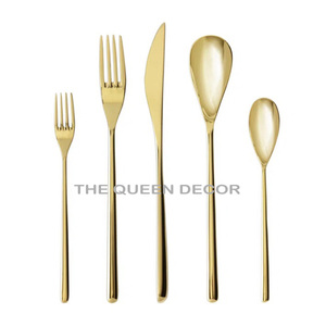 Flatware Set of 2 Piece Unique Shape Silver Shinny Polished Cutlery Mirrored Steel Kitchenware Catering Usage Solid Cutlery - Product Image 6