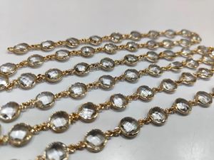Chaîne de connecteurs en cristal de roche naturel, forme pièce de monnaie, 9 mm, vendue au mètre - Product Image 3