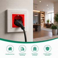 Enchufe de Pared WNZJ WNS1 16A 250V 45*45 CE, Estándar Europeo Alemán, Núcleo Recubierto de Cobre, Resistente al Polvo IP65, 2 Tomas, Uso Comercial
