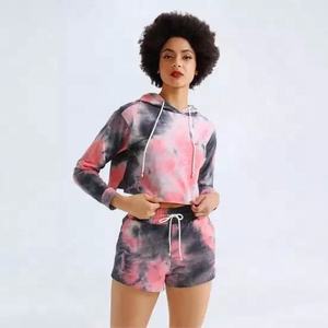 Sweat à capuche respirant grande taille pour femmes, top court tie dye, ensemble de yoga, survêtement ample pour tenue décontractée - Product Image 5