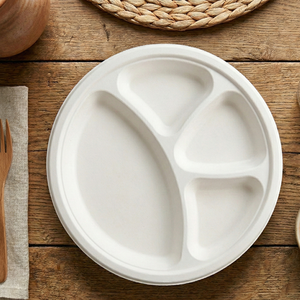 Platos desechables de bagazo de 12 pulgadas, 4CP, redondos, hechos de pulpa de caña de azúcar para comidas calientes, bodas y servicio de buffet. - Product Image 3