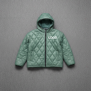 Nuevo Artículo: Chaqueta Acolchada Verde con Capucha para Hombre, Cortavientos, Cierre de Cremallera, Abrigo Casual de Invierno, Corte Regular, Relleno de Poliéster, Color Sólido - Product Image 1