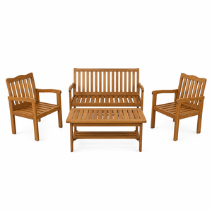Modern Solid Teak Wood Outdoor Patio Furniture Set <b>Garden</b> <b>Bench</b> Armchair Coffee <b>Table</b> - Product Image 1