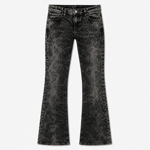 Women's Vintage Acid Wash Flare Jeans High Waist <b>Stretch</b> <b>Denim</b> Bell Bottom Pants Custom OEM ODM Wholesale Streetwear Fashion - Product Image 2