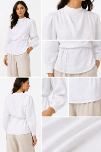 Top Peplum de Verano para Mujer, Corte Holgado, Cuello en V, Sin Mangas, Plisado, Conjunto Casual para Uso Diario, Lino/Algodón de Primera Calidad - Product Image 5