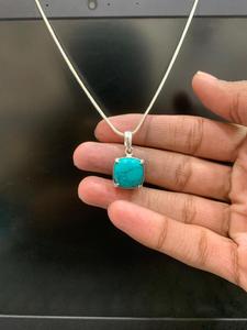 Pierre précieuse turquoise pour femme, cadeau de mariage en argent allemand, bijoux fins pour femme, faits à la main, haute qualité - Product Image 1