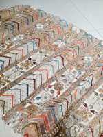Tissu en dentelle florale brodée de perles, léger et transparent pour femmes, textiles de maison, foulards, châles