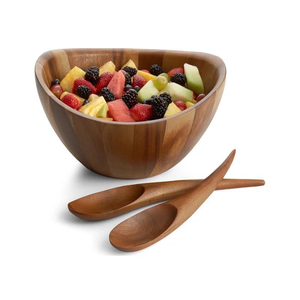 Tazón grande personalizado de madera de acacia pulida, ecológico, para cocina, catering, apto para alimentos, para mezclar frutas y ensaladas, de Blossom Craft India. - Product Image 4
