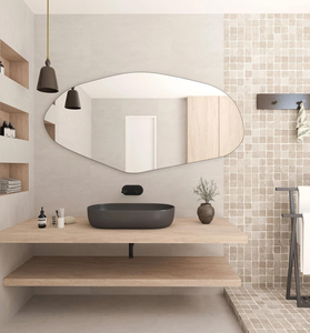 Miroir de salle de bain mural LED rétroéclairé de luxe moderne, forme irrégulière, avec interrupteur tactile et éclairage d'ambiance, idéal pour Bar Mitzvah - Product Image 3