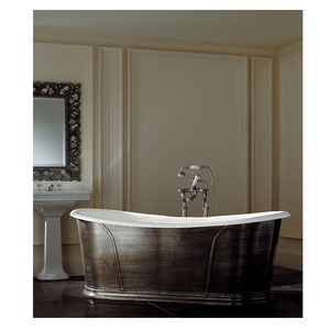 Bañera Ovalada de Cobre Martillado con Base de Patina, Bañera de Lujo de Dos Tonos, Fabricante OEM Personalizado, Exportador de India - Product Image 5