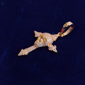 Pendentif croix crâne serti de diamants de laboratoire, personnalisé, style hip hop pour homme, style bling rappeur - Product Image 5