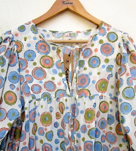 Mini vestido de verano Maxi de algodón recién llegado, escote Henley con lazos de algodón, Mini vestido Maxi para mujer - Product Image 1