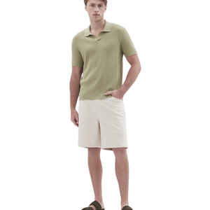 Polo de punto ondulado verde hoja para hombre, manga corta, 100% algodón, corte ajustado, informal, transpirable, para verano, venta al por mayor - Product Image 4