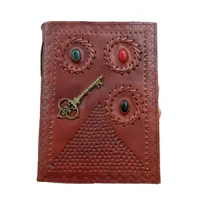 Vente chaude 6x9 "Vintage en cuir véritable spirale lié Journal fait à la main Antique Deckle Edge 100 Pages imprimées cadeau fabriqué en Inde - Product Image 1