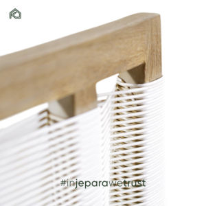 เก้าอี้รับประทานอาหารกลางแจ้งไม้สักธรรมชาติทันสมัย พร้อมเชือกและเบาะรองนั่ง สำหรับใช้ในโรงแรม วิลล่า ห้องนั่งเล่น ผลิตในอินโดนีเซีย - Product Image 3