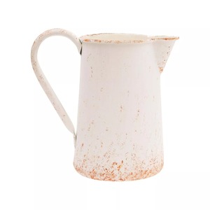 Vase de table en métal rustique Fresh Bloom avec poignée, finition blanche mouchetée - Product Image 6
