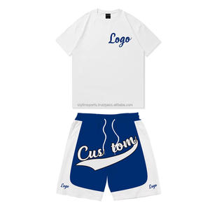 Summer Casual Men Shorts <b>Set</b> 100% Cotton T-shirts & Print Mesh Shorts Fashion Two Piece Shorts <b>Set</b> for Men and Women - Product Image 2