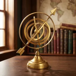 Esfera Armilar de Latón Antiguo de Lujo, Globo Astronómico, Reloj Solar Decorativo, Escultura de Mesa Vintage, Decoración Náutica para el Hogar u Oficina - Product Image 6
