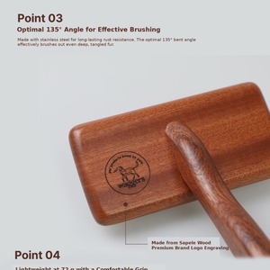 Brosse lissante en bois pour enlever les poils d'animaux, brosse pour toilettage des chiens, nettoyage des poils d'animaux, équipement de toilettage pour animaux, brosse légère pour chats - Product Image 2