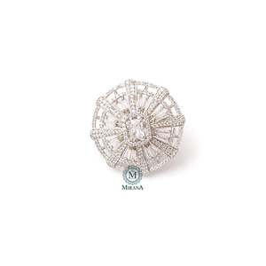Georgia Vintage CZ Designer <b>Ring</b> <b>24K</b> <b>Gold</b> Plated Claw Set Gemstone - Product Image 2