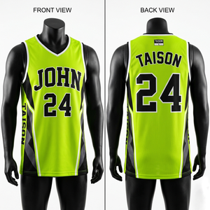 Maillot de basketball en maille polyester premium 180 GSM respirant jaune et noir avec empiècements latéraux camouflage numérique et logo personnalisé par sublimation - Product Image 3