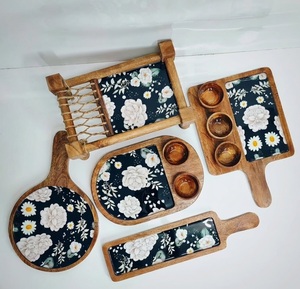 Creative Design Wooden Dinnerware <b>Set</b> With Pizza Platter Chopping Boards Desserts & Foods Serving Tray And Platter At Best Price - Product Image 5