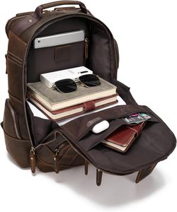 OEM Custom Men Vintage Leather Laptop <b>Backpack</b> 24L Hiking Travel <b>Backpack</b> - Product Image 6