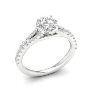 Anillo de Compromiso con Diamante Cultivado en Laboratorio con Corte Brillante, Certificado IGI, con Pavé en el Tallo, Oro 10K/14K/18K, Plata 925/935, Bañado en Rodio - Product Image 3