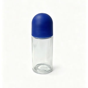 Botella de Vidrio Transparente de 30/50 ml con Tapa Azul, Envase Recargable con Rodillo para Aceite Esencial, Perfume, <span class=keywords><strong>Desodorante</strong></span>, Cuidado de la Piel - Product Image 1