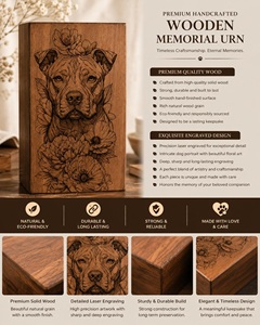 Urna de Madera Personalizada para Perros Pitbull, Caja de Cremación Conmemorativa para Perros con Grabado Floral, Ecológica, Duradera, Recuerdo Personalizado para Cenizas de Mascotas - Product Image 6