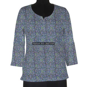 Indien main bloc imprimé exclusif haut/court Kurti pour les femmes dernière collection fête porter tunique décontractée fabricant en gros - Product Image 1