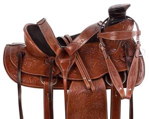 อานม้าหนังตะวันตกพร้อมชุดตะปูม้า,อานหนังแท้อานแข่งภาษาอังกฤษ - Product Image 1