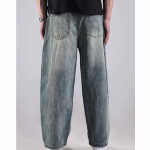Jeans streetwear personnalisés de haute qualité pour hommes, coupe ample, délavés à l'acide, style hip-hop, jambe large, en denim - Product Image 2