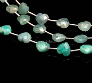 Cuentas de Aguamarina Natural en Forma de Corazón de 10mm, Cuentas de Piedras Preciosas Talladas en Aguamarina, Perforadas Lateralmente, en Forma de Corazón, Venta al por Mayor de Cuentas de Joyería a Granel - Product Image 3