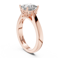 Bague de fiançailles classique en or 14 carats plaqué or, sertie d'un diamant moissanite taille radiant, monture à griffes, luxe, pour femme, mariage, fête, troisième anniversaire