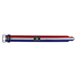 Ceinture de musculation en cuir VIBE SEWN, rouge, blanc, bleu rayé, boucle réglable, unisexe, soutien pour l'entraînement en salle de sport - Product Image 3