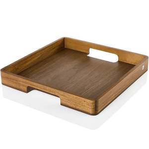 Plateau de service en bois multifonction grande capacité pour servir plusieurs assiettes, verres, bols et couverts en toute sécurité - Product Image 1