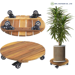 Support de plante en bois minimaliste traditionnel de 16 pouces avec roues pour la maison centre commercial pots de fleurs et jardinières en bois durable - Product Image 4