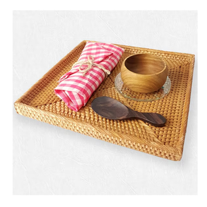 Bandeja de Servir de Ratán Tejida a Mano Ecológica con Asas de Madera, Diseño Rústico, Decoración para el Hogar y la Cocina, Organizador para Té, Café y Aperitivos - Product Image 4