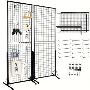 Pannelli murali professionali a doppia faccia 24 "x 67" per la vendita al dettaglio da 2 confezioni robuste T-Base 20 ganci/clip per Boutique fiera dell'artigianato - Product Image 2