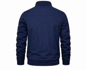 Veste universitaire bleu marine pour homme, col montant, fermeture boutonnée, coupe ajustée décontractée, 100 % coton respirant, haute qualité, hiver - Product Image 2