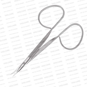 Tijeras para suturas con cinta adhesiva de 3-3/4″ (9.5 cm) curvadas – Tijeras de sutura de acero inoxidable con anillo grande y punta afilada para cirugía ocular y plástica - Product Image 3