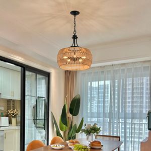 Lampadario a Sospensione in Stile Boho da 19 Pollici, Paralume in Corda Naturale Intrecciata a Mano, Lampada a Sospensione Regolabile in Juta - Product Image 5