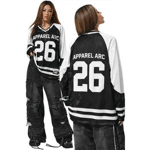 เสื้อเจอร์ซีย์ตาข่ายพิมพ์ลายแบบซับลิเมชั่นสั่งทำขายส่ง เสื้อสตรีทแวร์โอเวอร์ไซส์แขนยาว พิมพ์ลายตัวเลข เสื้อแฟชั่นยูนิเซ็กซ์ รับผลิตแบบ OEM ODM - Product Image 1