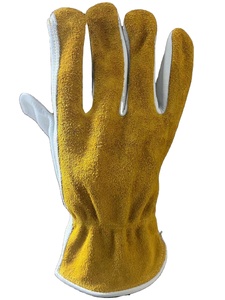 Guantes de Seguridad de Cuero, Resistentes al Desgaste, Blancos y Amarillos, para Actividades al Aire Libre, Unisex, Estilo Pull-On - Product Image 4