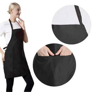 Delantal Unisex de Algodón Marrón con Bolsillo para Uso en Restaurantes y Bares, Uniforme de Camarero de Tela Tejida - Product Image 2