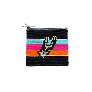 Beaded coin purse geometric pattern zipper closure handmade <b>mini</b> purse for girls and women stylish game day coin <b>pouch</b> accessory - Product Image 3